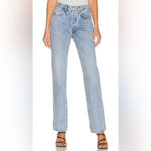 Agolde Lana Mid Rise Straight Jeans Size 28 Fiction Light Wash 100% Cotton